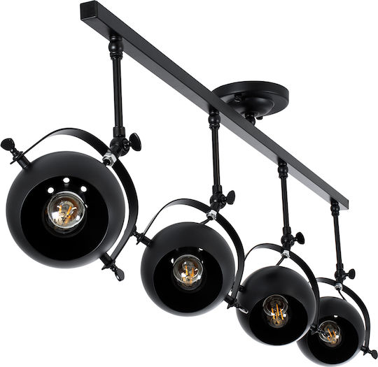 GloboStar Industrial Cannes Spot with 4 Lights and with Socket E27 in Black Color