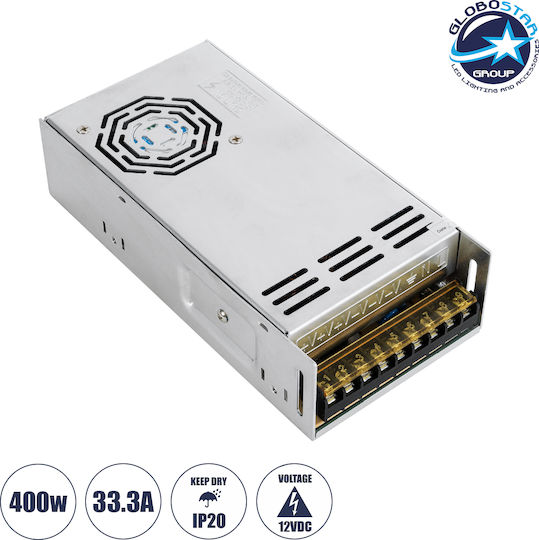 GloboStar LED Захранване IP20 Мощност 400W с Изходно Напрежение 12V