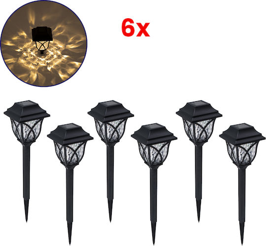 GloboStar Set of 6 Spiked Solar Light Lanterns 1W 100lm Warm White 3000K with Photocell IP65