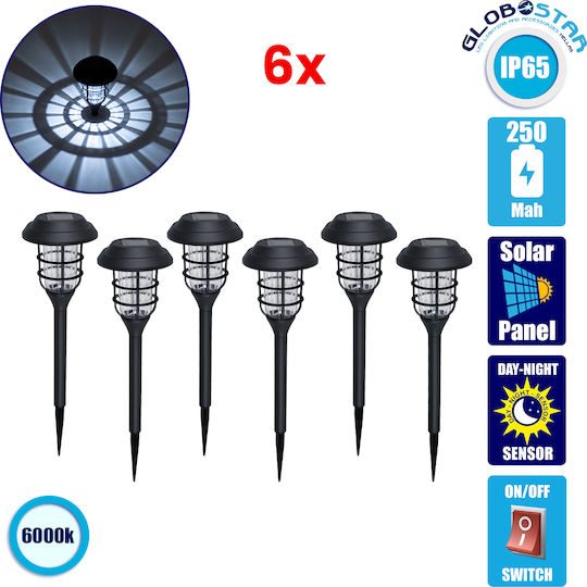 GloboStar Set of 6 Stake Solar Lights Lanterns 1W 100lm Cold White 6000K with Photocell IP65