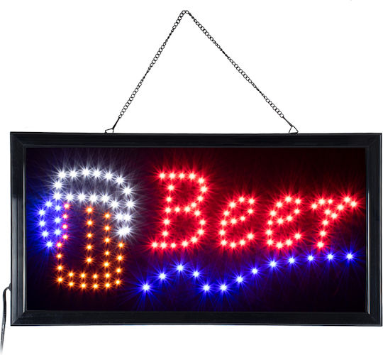 GloboStar Επιγραφή LED Μονής Όψης Αδιάβροχη 48x25cm Κόκκινο / Μπλε / Πορτοκαλί