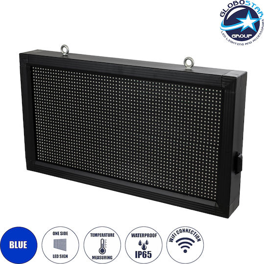 GloboStar Κυλιόμενη Πινακίδα LED Μονής Όψης Αδιάβροχη 72x42.5cm Μπλε