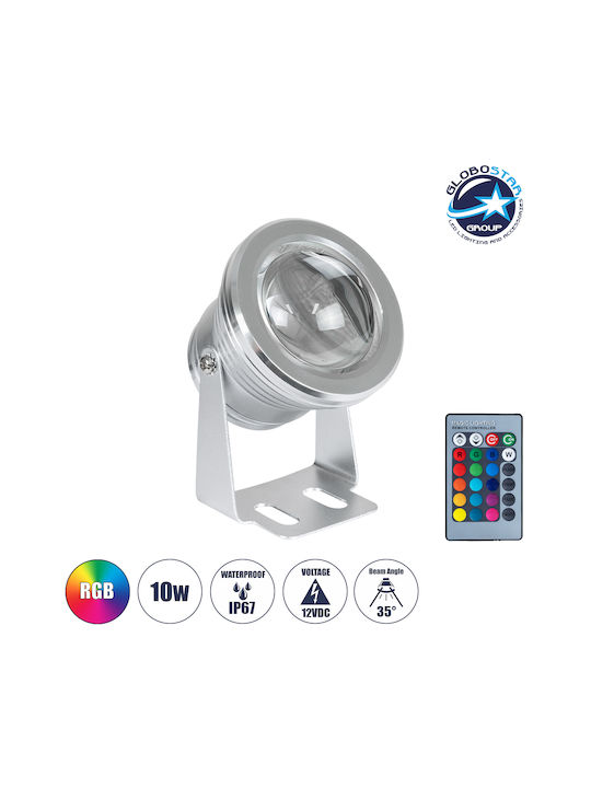 GloboStar LED Outdoor Projector Lamp 10W RGB IP65 Silver