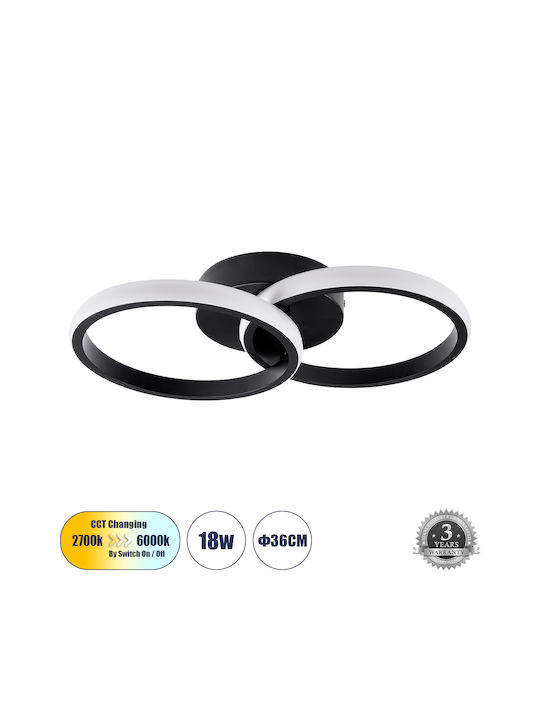 GloboStar Cora Ceiling Mount Light 36cm Black with Integrated LED