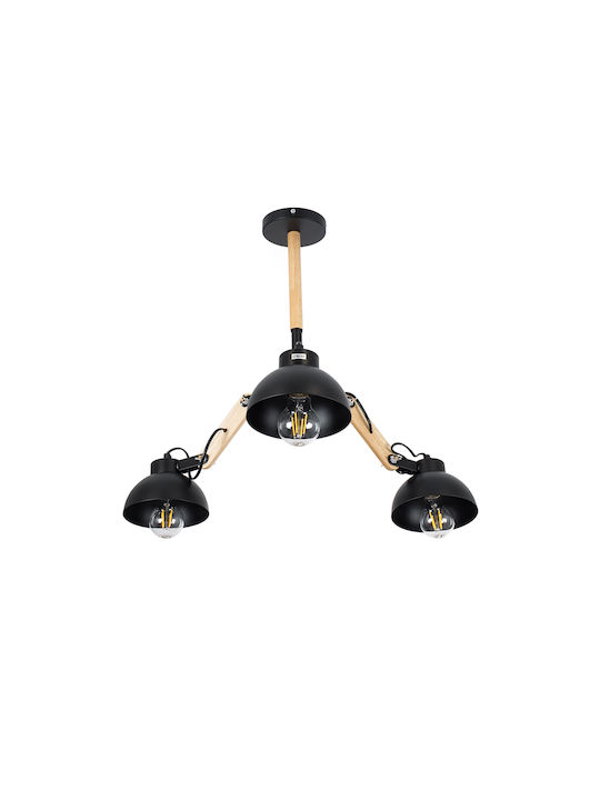 GloboStar Oldschool Ceiling Mount Light 75cm Black with Socket E27