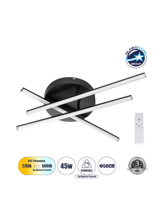 GloboStar Draco Ceiling Mount Light 50cm Black with Integrated LED and Remote Control