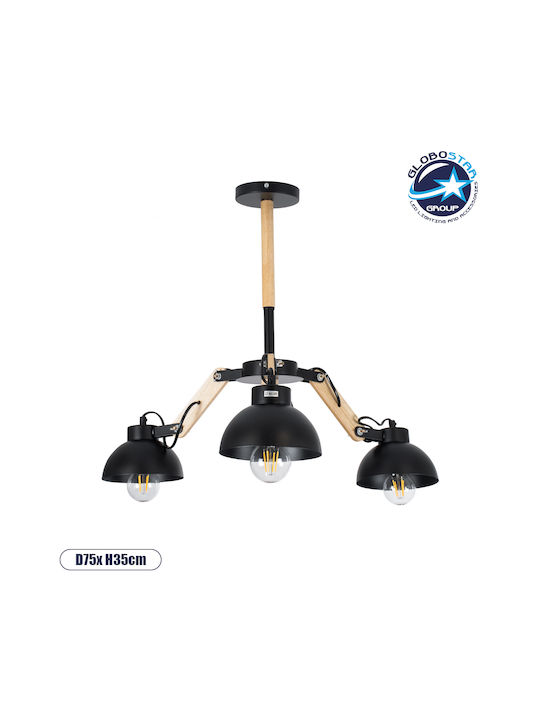GloboStar Oldschool Ceiling Mount Light 75cm Black with Socket E27