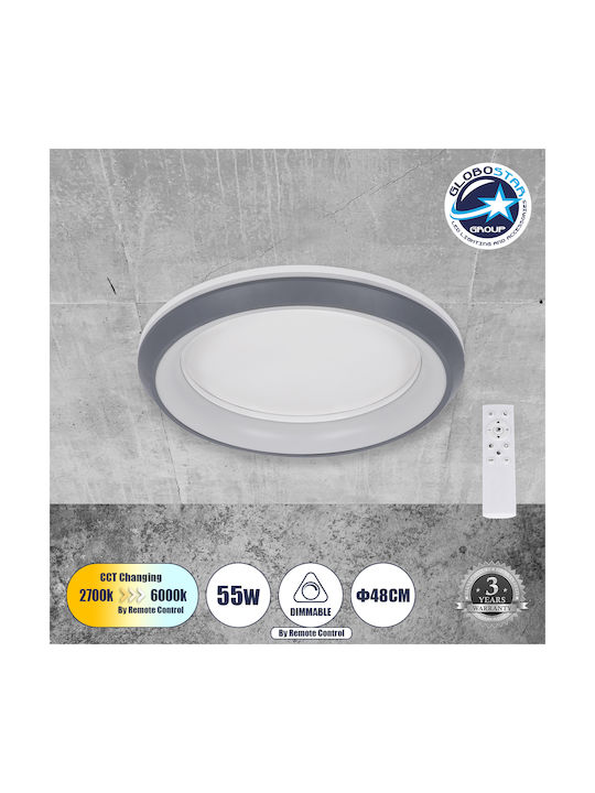 GloboStar Melina Deckenleuchte 48cm Gray mit Integrierter LED und Fernbedienung