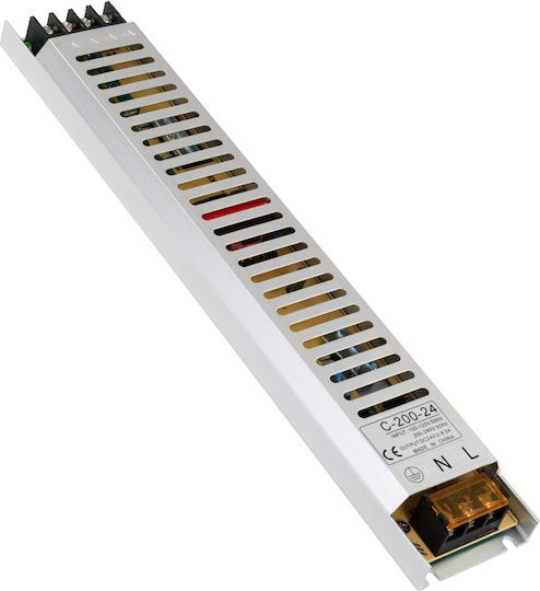 GloboStar Τροφοδοτικό LED IP20 Ισχύος 200W με Τάση Εξόδου 24V 31x5.4x2.3cm 8.3A