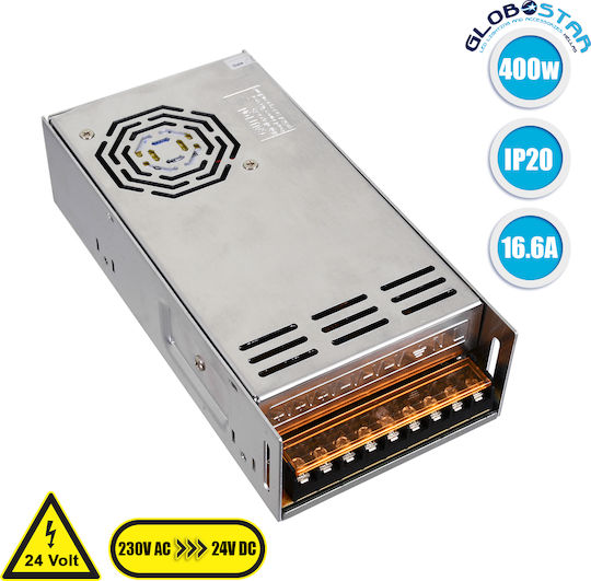 GloboStar Einstellbares Dimmbares LED-Netzteil IP20 Leistung 400W mit Ausgangsspannung 24V