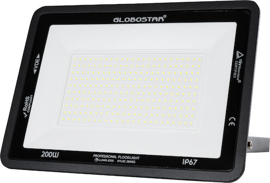 GloboStar Atlas Wasserdicht LED Flutlicht 200W Kaltweiß 6000K IP67