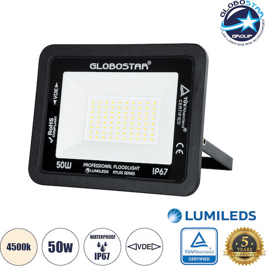 GloboStar Atlas Waterproof LED Floodlight 50W Natural White 4500K IP67