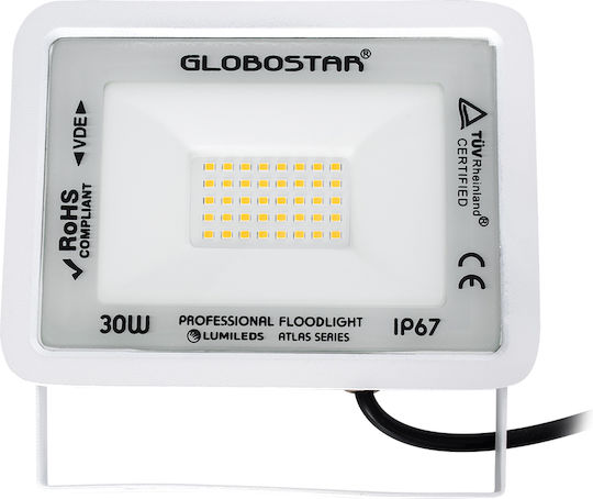 GloboStar Atlas Waterproof LED Floodlight 30W Warm White 2700K IP67