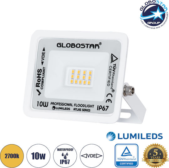 GloboStar Atlas Waterproof LED Floodlight 10W Warm White 2700K IP67
