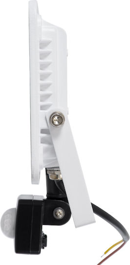 GloboStar Aurora Στεγανός Προβολέας LED 30W Ψυχρό Λευκό 6000K με Αισθητήρα Κίνησης IP67