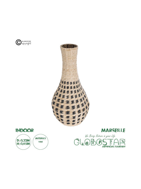 GloboStar Dekorative Vase Rattan Künstlicher Garten Marselle Beiges Φ32cm
