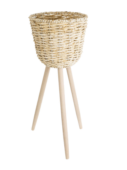 GloboStar Artificial Garden Limnos Κασπώ Ξύλινο Μπεζ με Βάση 26x26x66εκ.