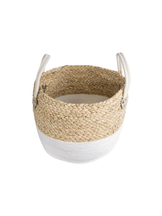 GloboStar Artificial Garden Nevada Planter Rattan Beige with Stand 33x33x28cm.
