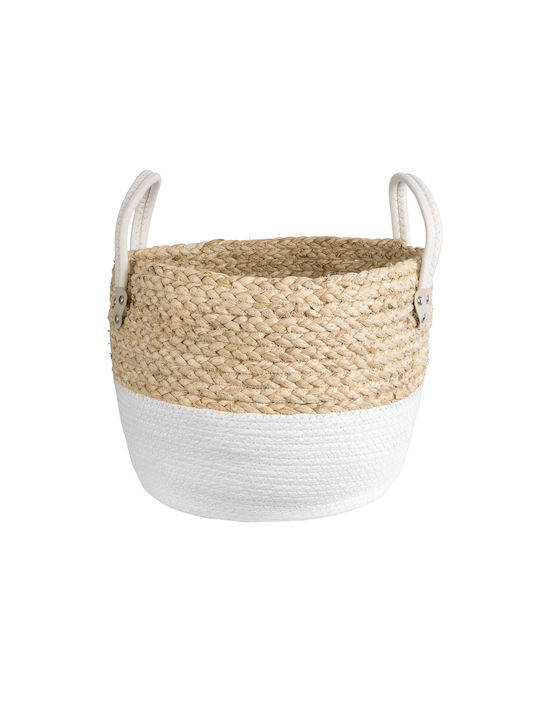GloboStar Artificial Garden Nevada Planter Rattan Beige with Stand 33x33x28cm.
