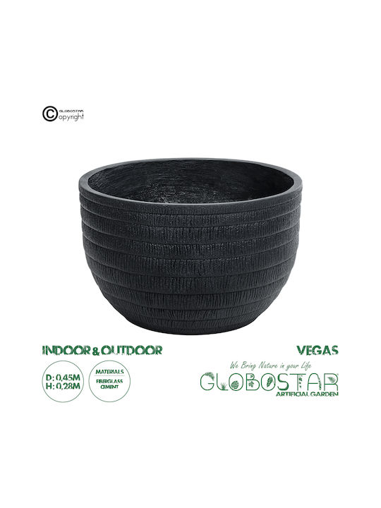 GloboStar Vegas Ghiveci Poliester Negru 45x45x28εκ.