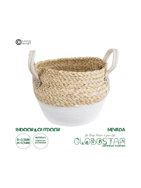 GloboStar Santorini Übertopf Rattan Beige 28x28x24εκ.