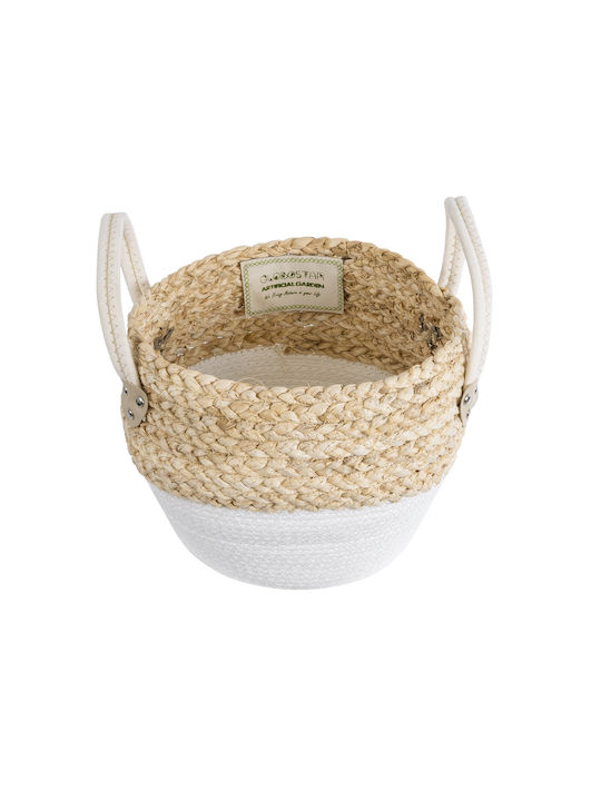 GloboStar Santorini Übertopf Rattan Beige 28x28x24εκ.