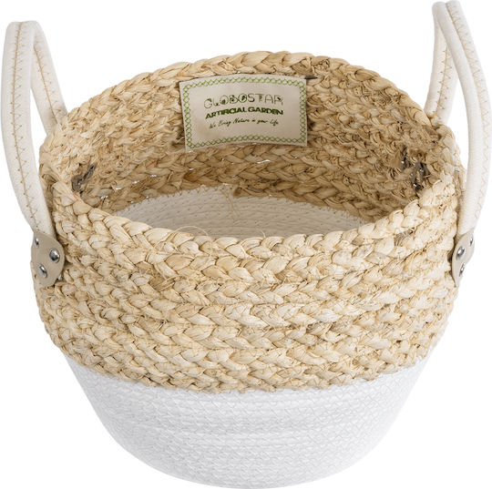 GloboStar Santorini Übertopf Rattan Beige 28x28x24εκ.