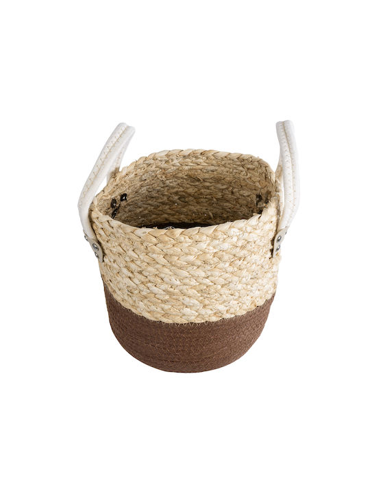 GloboStar Artificial Garden Carolina Planter Rattan Beige with Stand 23x23x23cm.