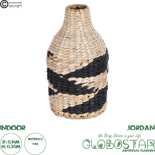 GloboStar Vază Decorativă Rattan Artificial Garden Jordan Bej 16x16x30cm 1buc