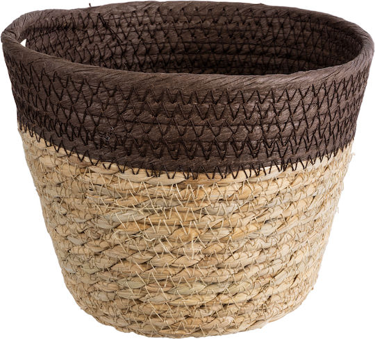 GloboStar Lefkada Planter Rattan Beige with Stand 18x18x15cm.
