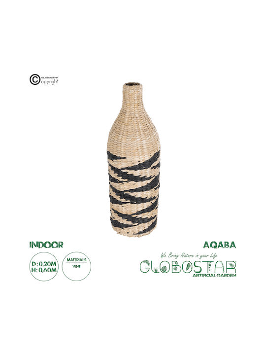 GloboStar Διακοσμητικό Βάζο Rattan Artificial Garden Aqaba Μπεζ Φ20cm