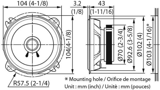 Kenwood Σετ Ηχεία Αυτοκινήτου 4" με 21W RMS (2 Δρόμων)