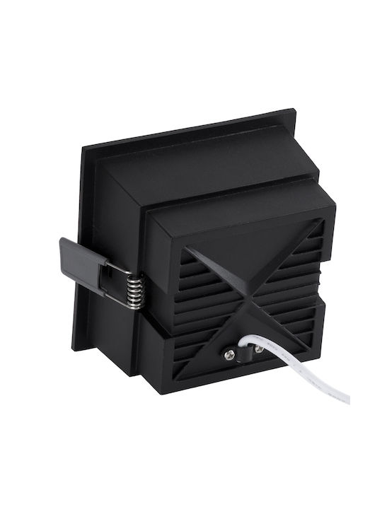 GloboStar Pluto B Pătrat Metalic Spot Încorporat cu LED Integrat și Lumină Alb Natural Negru 10.4x10.4cm. 1buc
