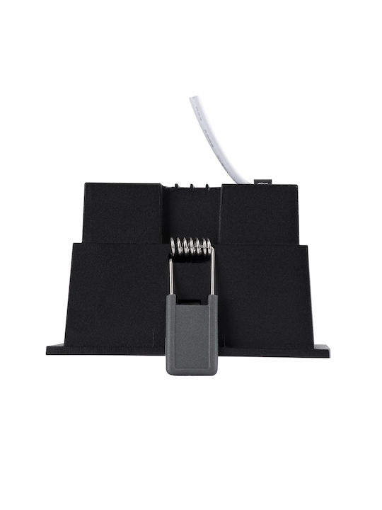 GloboStar Pluto B Pătrat Metalic Spot Încorporat cu LED Integrat și Lumină Alb Natural Negru 10.4x10.4cm. 1buc
