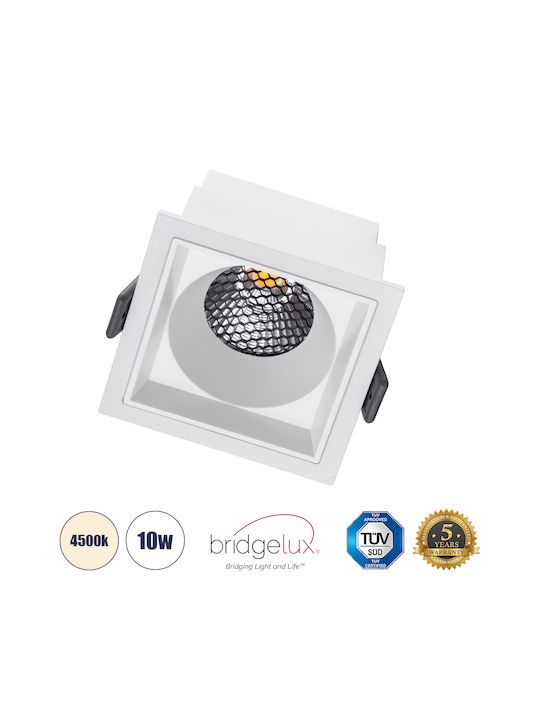 GloboStar Pluto M Pătrat Metalic Spot Încorporat cu LED Integrat și Lumină Alb Natural Alb 8.4x8.4cm. 1buc