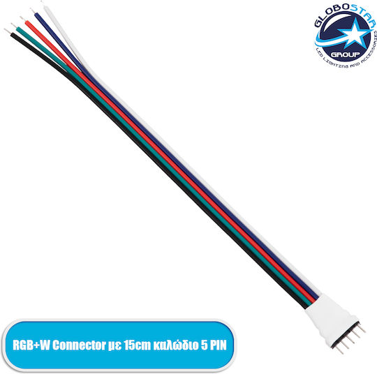 GloboStar Connector for LED Strips RGB+W mit 15cm Kabel 5 PIN 70696