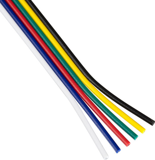 GloboStar RGB Cable for LED Strips Flexible Flat Connector Cable RGBW+WW 6 x 0.25mm² 70738