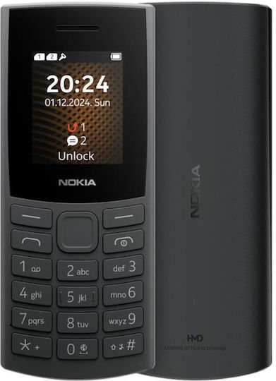 Nokia 105 4G (2024) Dual SIM Κινητό με Κουμπιά (Ελληνικό Μενού) Charcoal