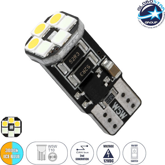 GloboStar Lamps Car T10 Canbus LED 3000K Warm White 12V 1.3W 1pcs