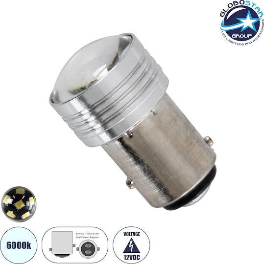 GloboStar Lampen Auto P21/5W-BAY15D-1157 LED 6000K Kaltes Weiß 12V 2W 1Stück