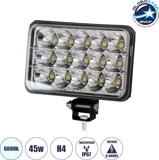 GloboStar Rectangleς Waterproof Headlights Car LED Renault Master 45W 20.5cm with White Lighting 1pcs