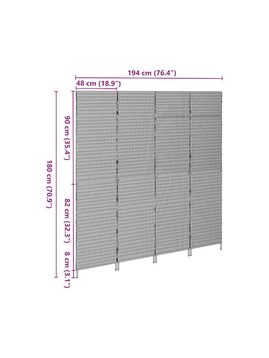 vidaXL Διακοσμητικό Παραβάν Πλαστικό 195x180cm