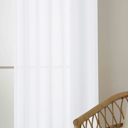 Beauty Home Κουρτίνα με Τρουκς Λευκή 140x270εκ.