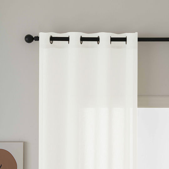 Beauty Home Κουρτίνα με Τρουκς Λευκή 140x270εκ.