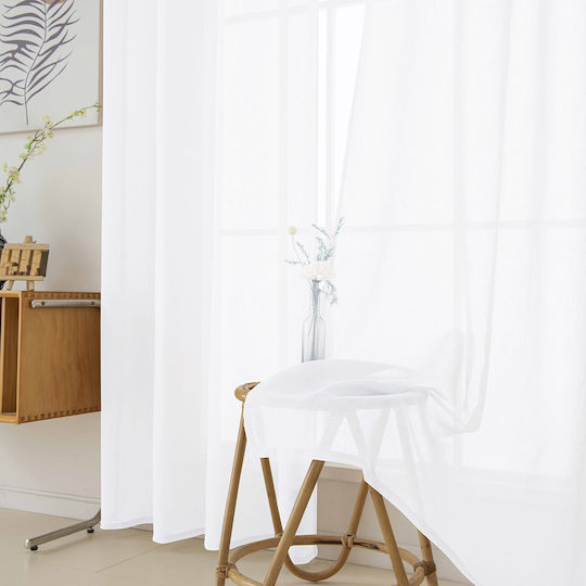 Beauty Home Κουρτίνα με Τρουκς Λευκή 140x270εκ.