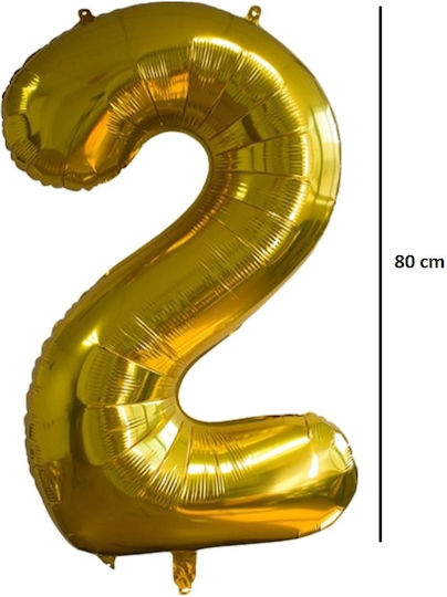 Balloon Foil Jumbo Number 2 Gold 80cm