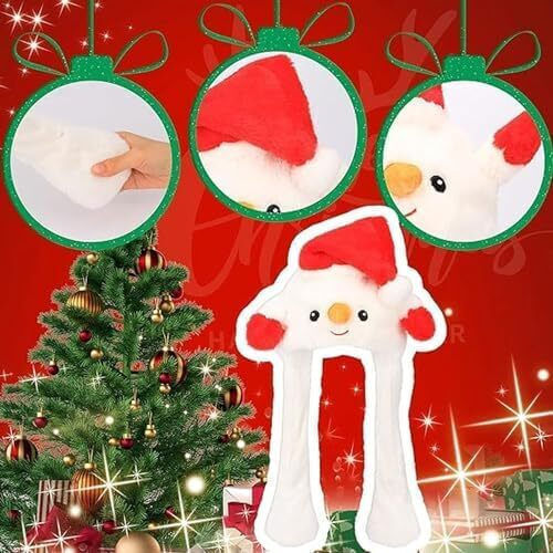 Set Christmas Led Hats Santa Snowman Moving Ears Two Pieces