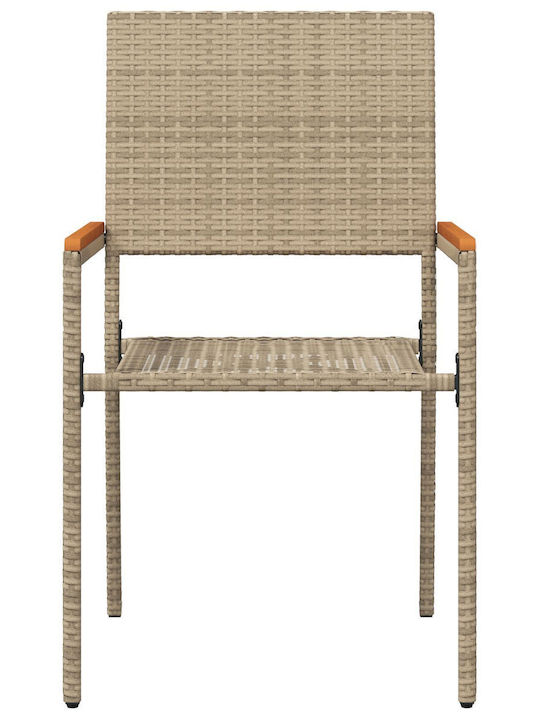 Outdoor Chair Rattan Beige with Cushion 2pcs 54x56x90cm