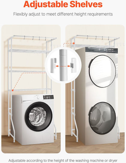 Ράφι Αποθήκευσης Vevor Over Washer Dryer Single Row 3 Tiers Washer Rack White