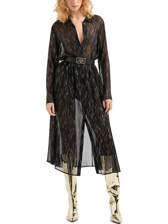 Midi Abend Hemdkleid Schwarz